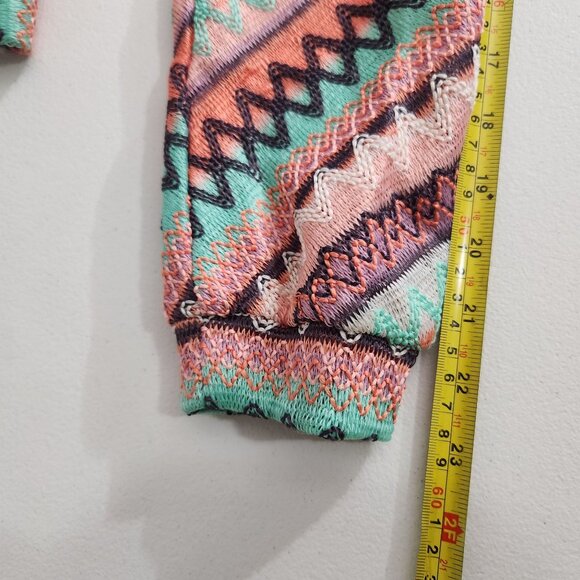 Signature 8 Colorful Knit Cardigan Sweater Zigzag Medium Boho Festival - Picture 12 of 13